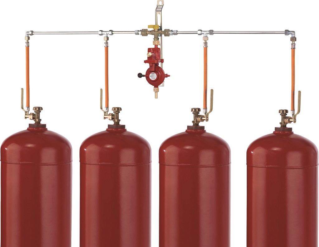 Vier Gas Zylinder LPG LP Propan Automatisch Wechsel Set mit Opso 4 Flasche 