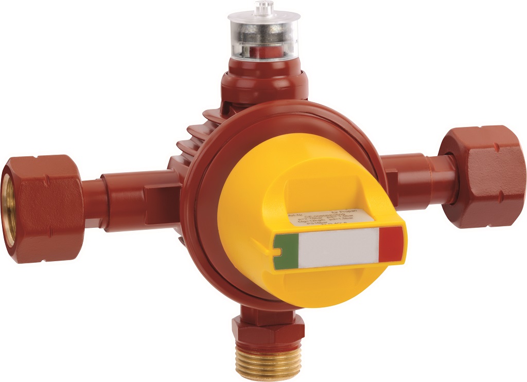 Automatic changeover valve AUV for LPG systems, including four-cylinder systems